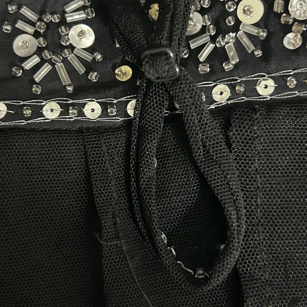 VTG MixIT Black Sequin Beaded Empire‎ Waist Mesh Overlay Dress Womens 12 NEW - Picture 10 of 15